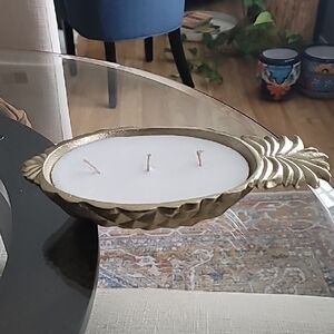 Gold Pineapple Triple-Wick Decorative Candle by